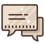 A graphic icon of two chat bubbles