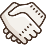 A graphic icon of two hands shaking
